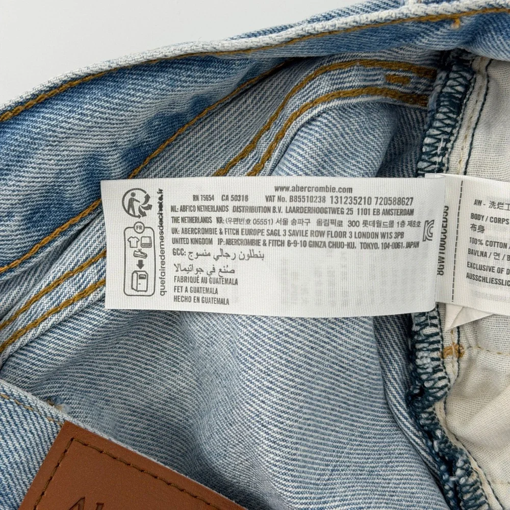 Abercrombie & Fitch 90s Loose Jeans Mens 28x34 Light Wash High Rise Blue Denim